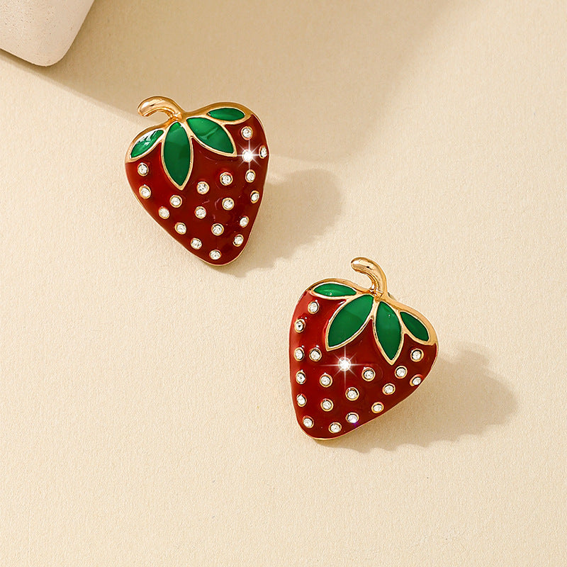 Planderful Vienna Verve Earrings – Exquisite Flash Zircon Strawberry Design