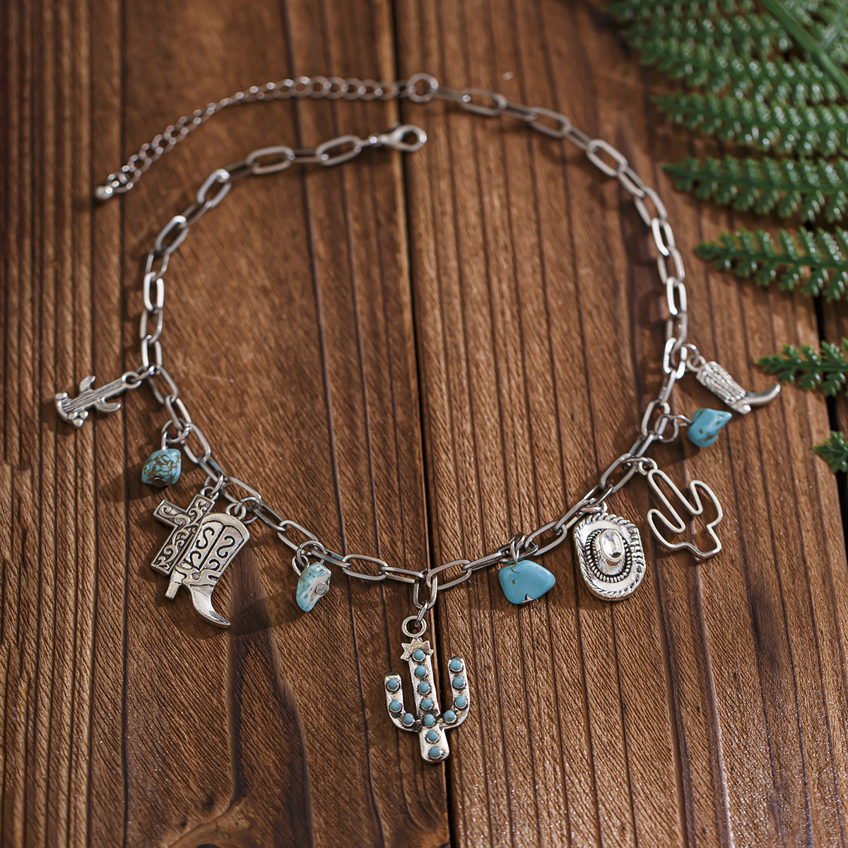Western Cowboy Hat & Turquoise-Style Necklace