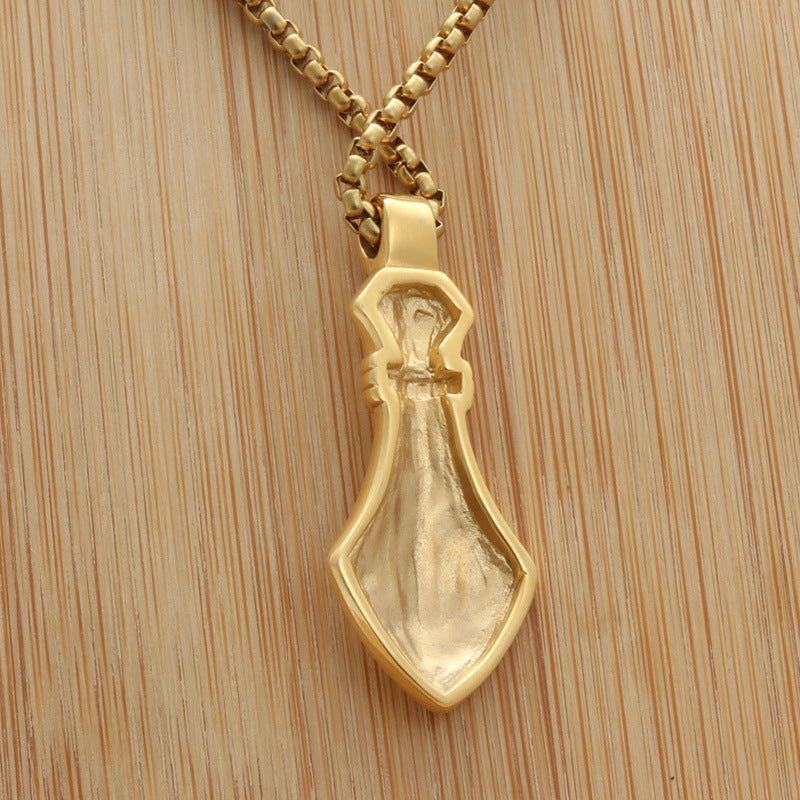 Titanium Steel Punk Tag Pendant Necklace - Retro Trendy Design for Men