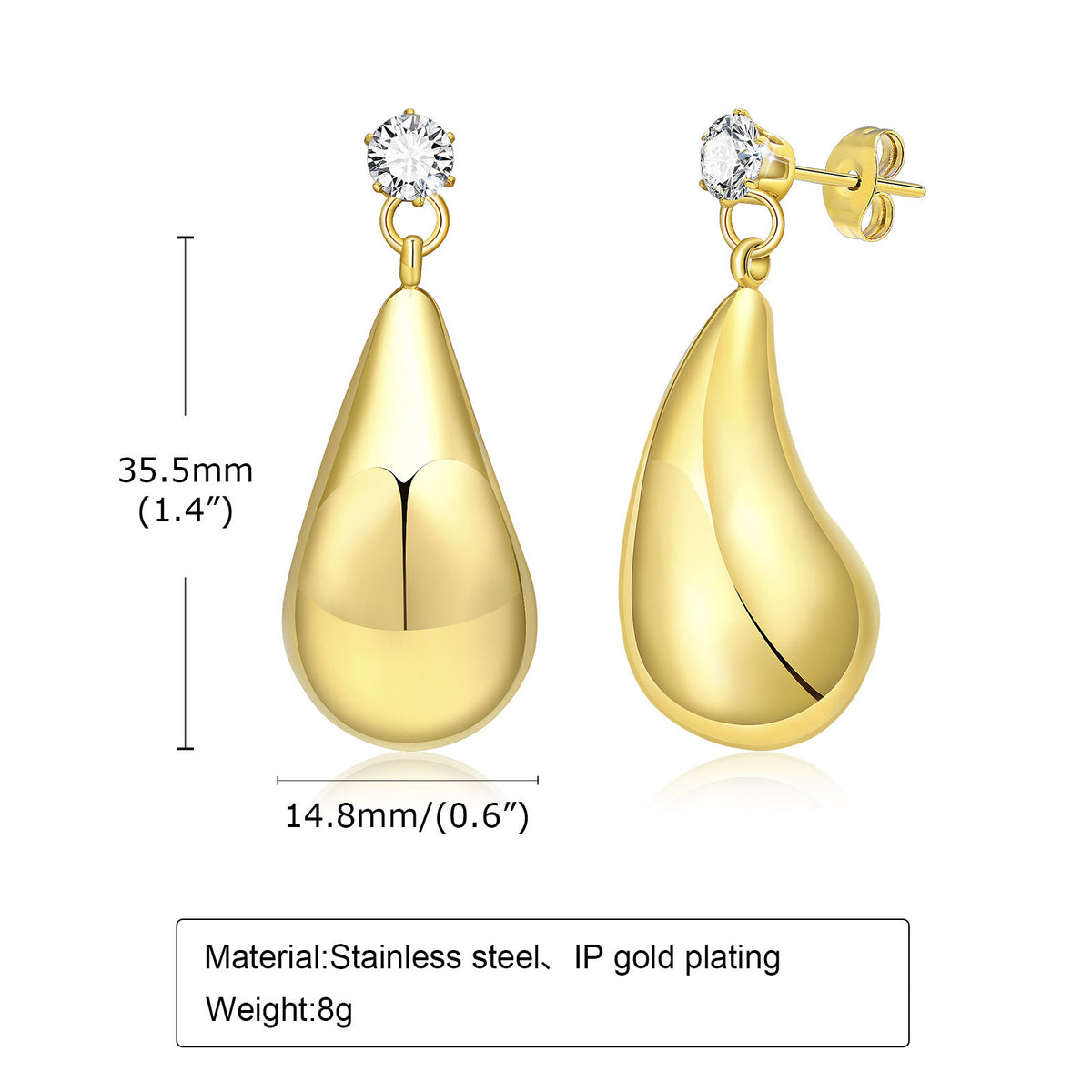 Stainless Steel Zircon Earrings