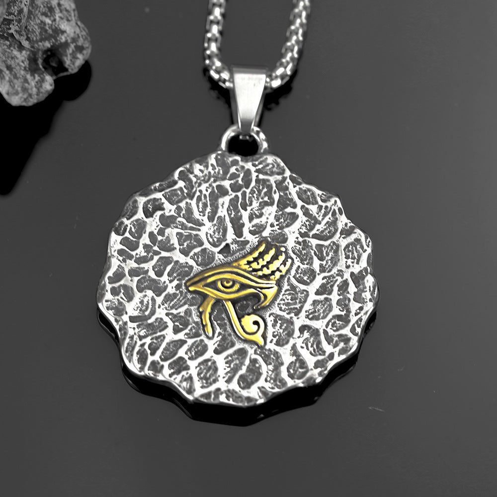 European and American Jewelry Wholesale Titanium Steel Men's Pendant Necklace Retro Hip-Hop Style Double-Sided Ice Rage Pendant