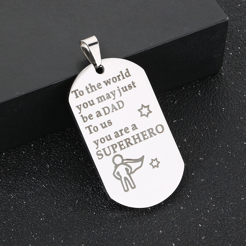 Planderful Dad Pendant Stainless Steel Engraved For Men
