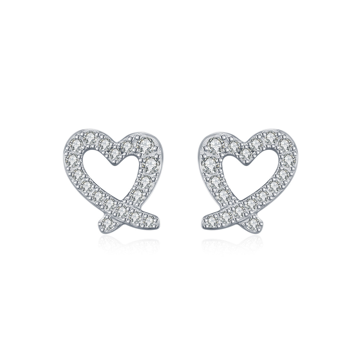 925 Sterling Silver Heart Irregular Moissanite Stud Earrings