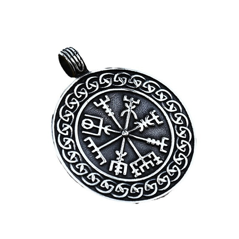 Personalized Nordic Viking Compass Pendant in Titanium Steel for Men