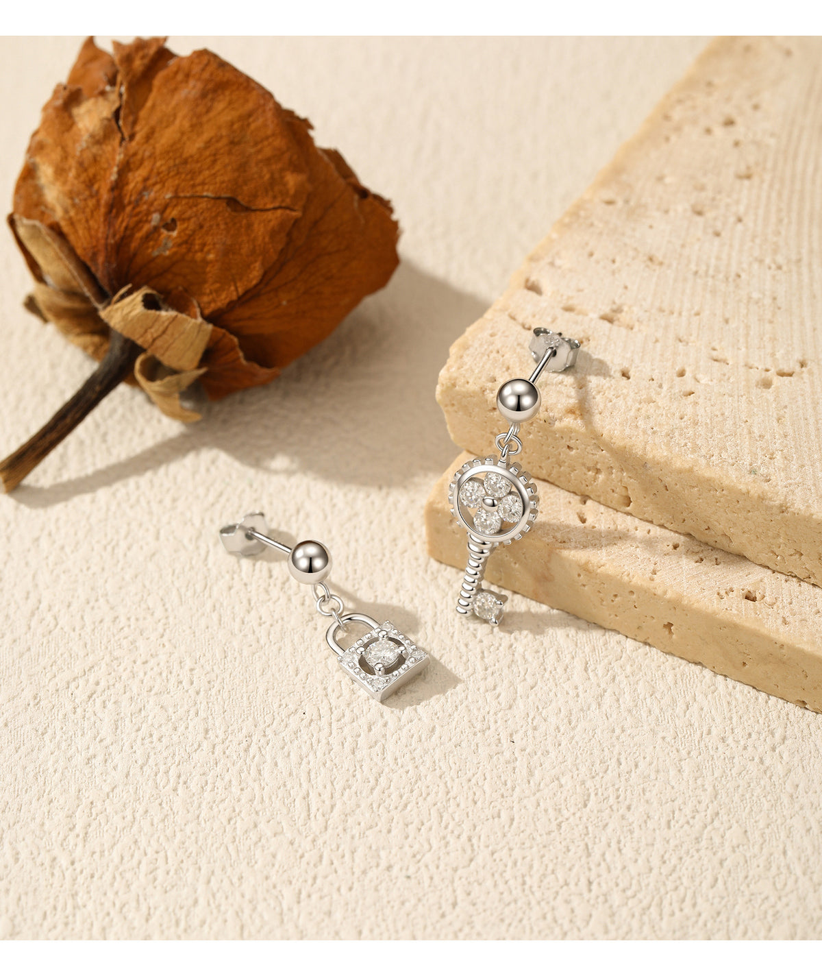 925 Sterling Silver Asymmetric Moissanite Earrings