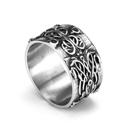 European and American Jewelry Wholesale Men's Titanium Steel Ring Retro Viking Celtic Knot Dragon Design