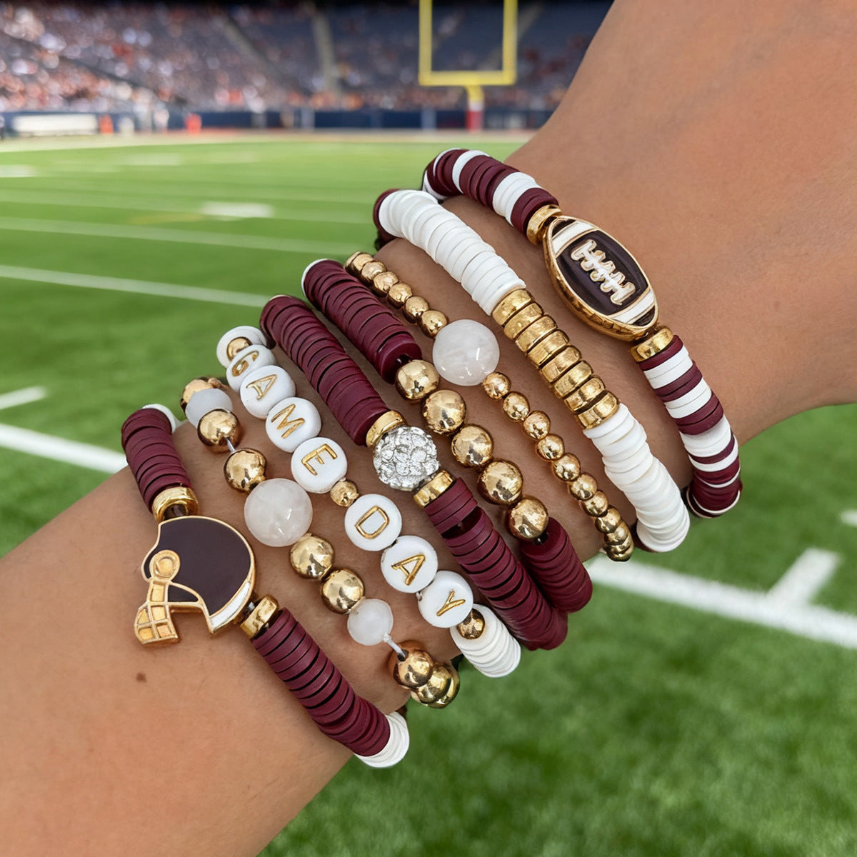 Planderful Football Bracelet Set Vienna Verve Game Day Jewelry For Women Bold Colorful Drip Statement