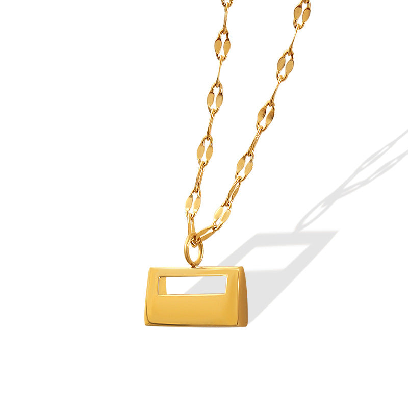 Elegant Korean Style Lock Pendant Necklace with 18K Plated Collar Chain
