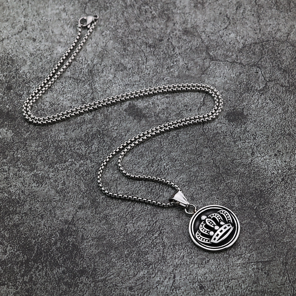 Cross-Border New Products Pendant Crown Round Men's Jewelry