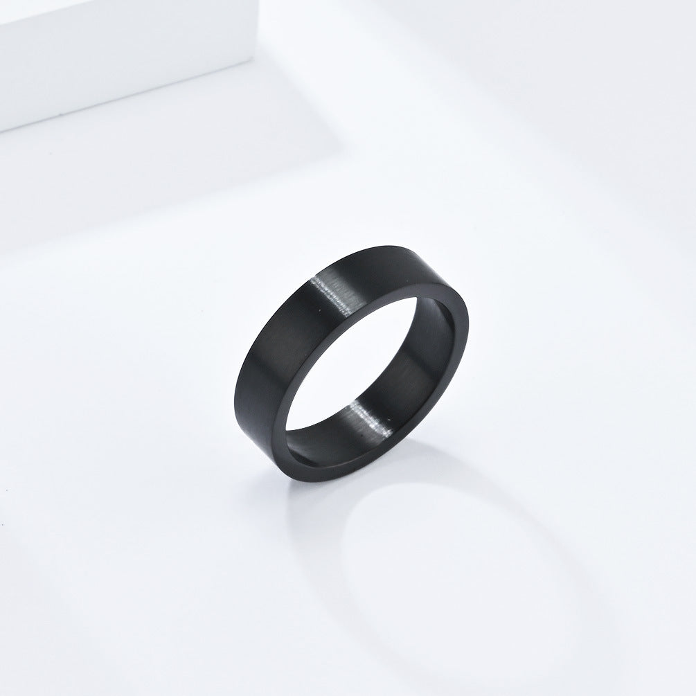 Neutral Cold Wind 6mm Brushed Matte Ancient Silver Gray Ring Accessories for Men