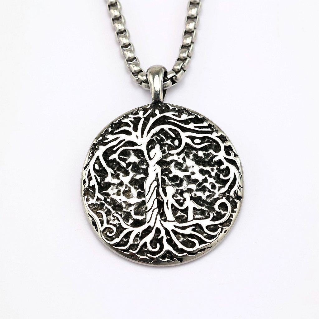 Vintage Tree of Life Stainless Steel Pendant Necklace