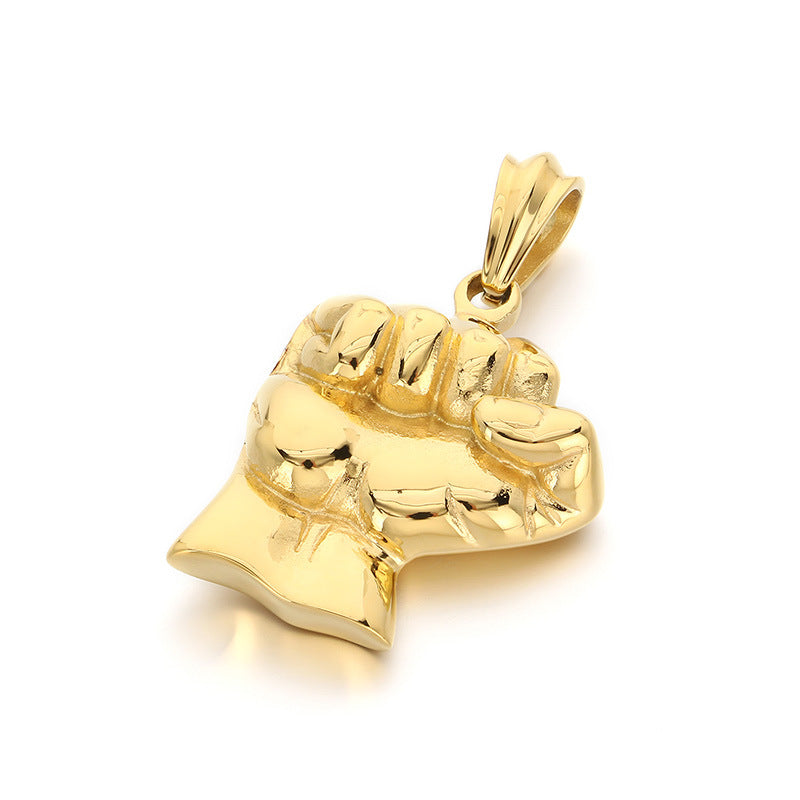 Planderful Retro Fist Pendant Titanium Steel Men Necklace