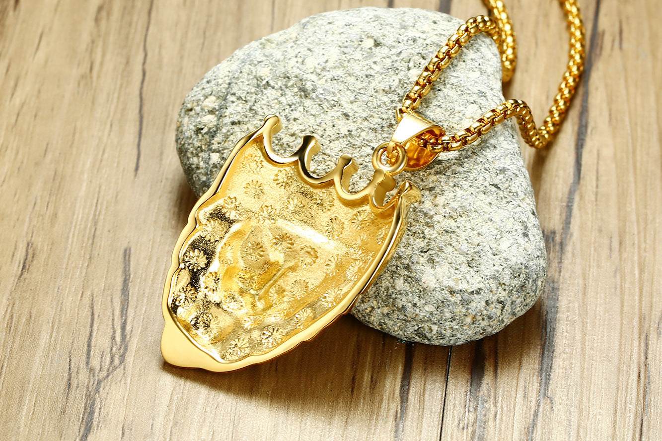 Trendy Man Lion Head Zircon Titanium Steel Pendant