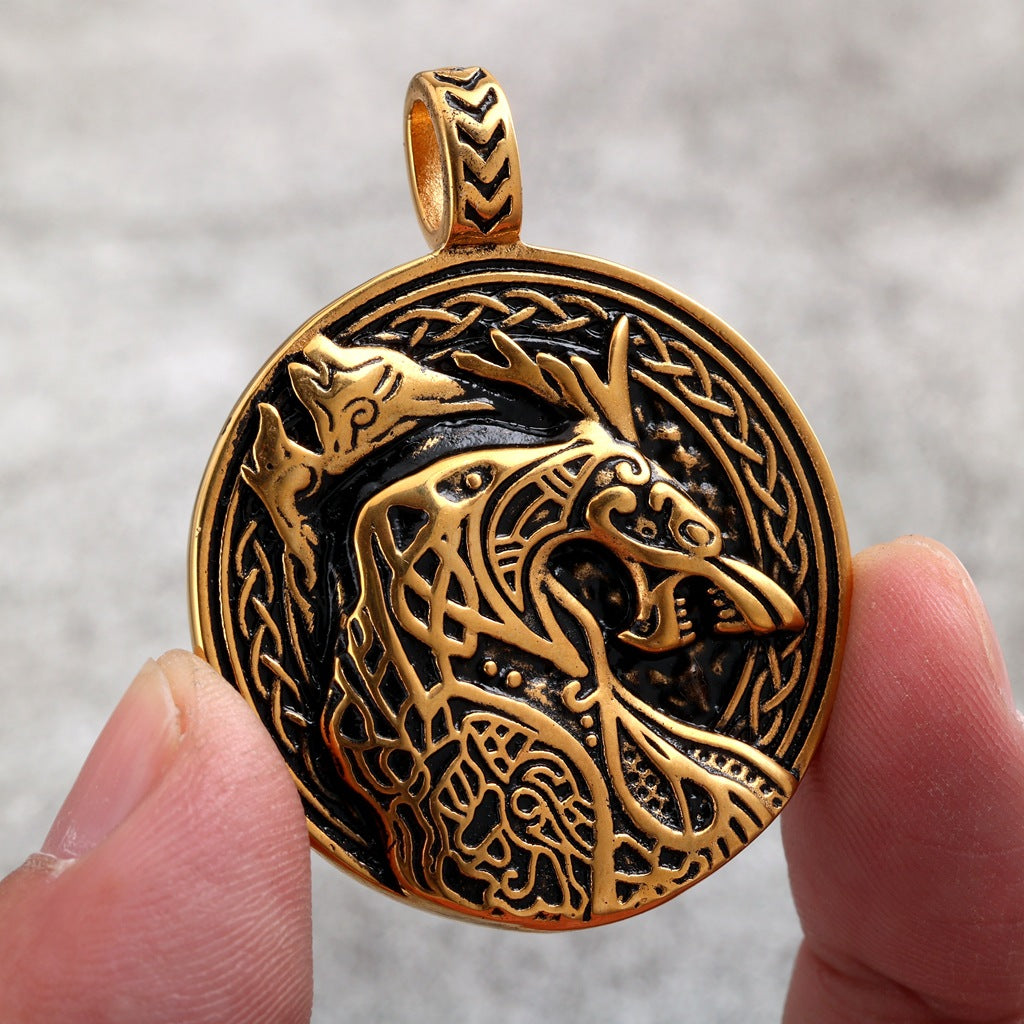Punk Wolf Stainless Steel Men's Pendant Necklace
