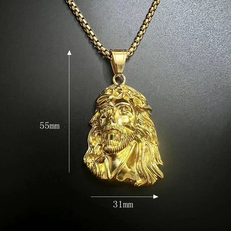 Planderful Everyday Genie Hip Hop Pendant Necklace For Urban Fashion Fans Titanium Steel Gold Plated Portrait Belief