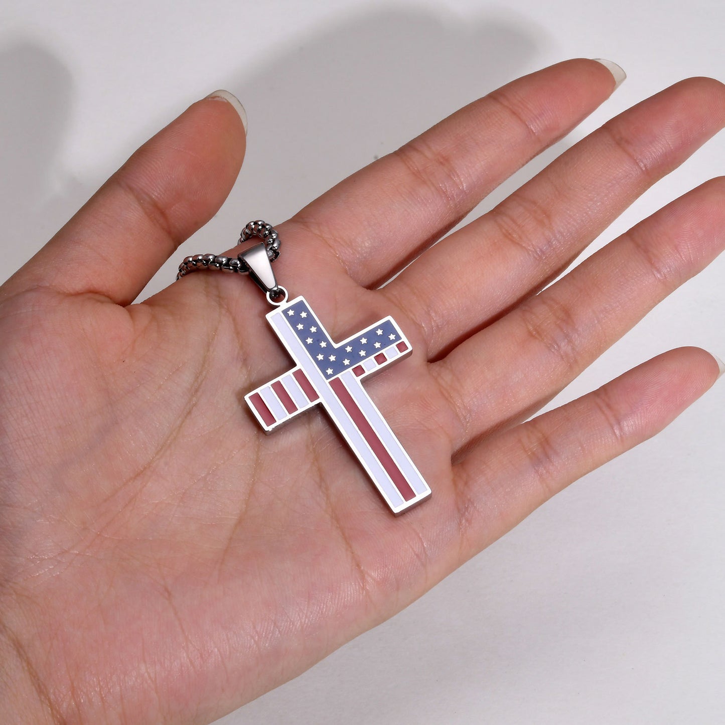 Stainless Steel Smooth Back Sand Corrosion Epoxy Cross Pendant