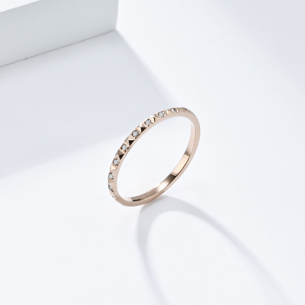 Planderful Zircon Tail Ring Titanium Steel Stacked Ring For Everyday Elegant Women