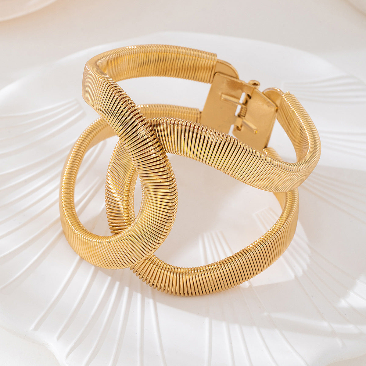 Exaggerated Alloy Bracelet Ring Set for Women by Planderful