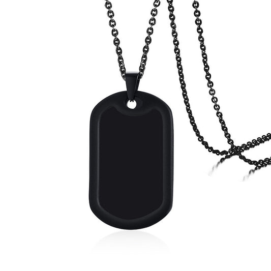 Men's Stainless Steel Jewelry Silencer Ring Dog Tag Pendant