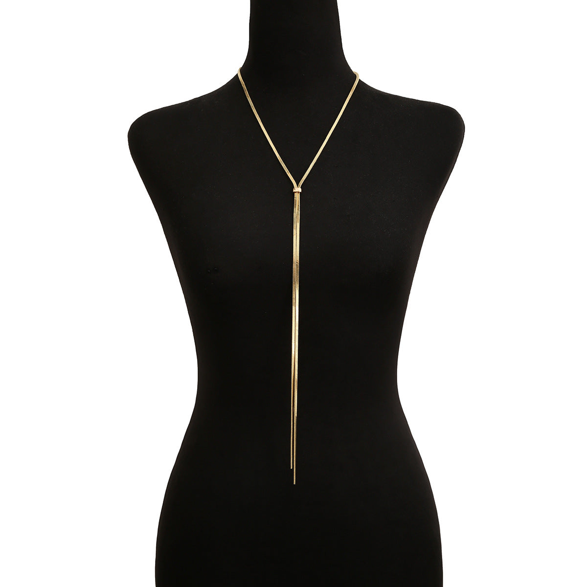 Stylish Long Tassel Necklace with Y-Shaped Thin Metal Chain
