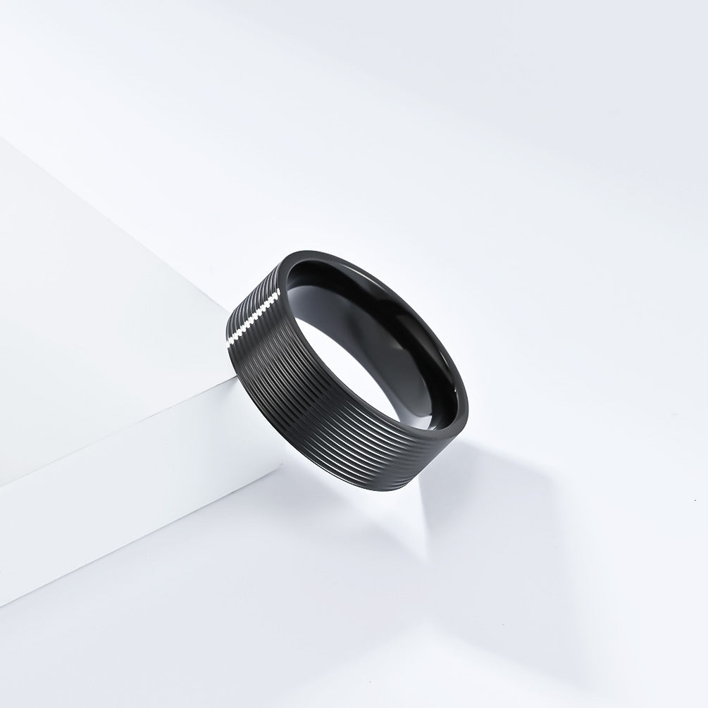 Cross-Border New Simple Titanium Steel Ring for Men and Women