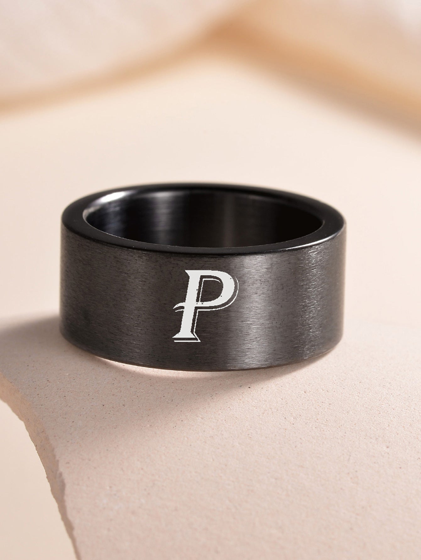 Planderful Everyday Genie Fade Resistant Stainless Steel Letter Ring For Men And Women