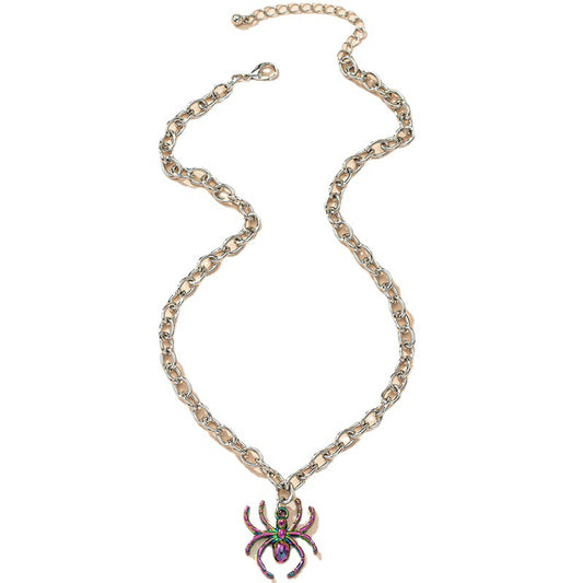 Vibrant Spider Pendant Necklace with a Retro Twist