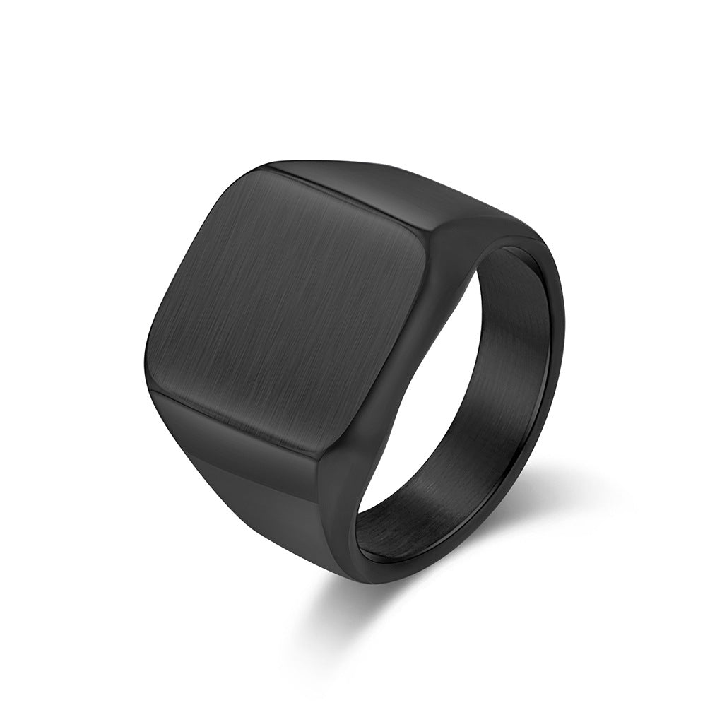 Planderful Everyday Genie Matte Brushed Seal Ring For Men Titanium Steel Size 7 To 13