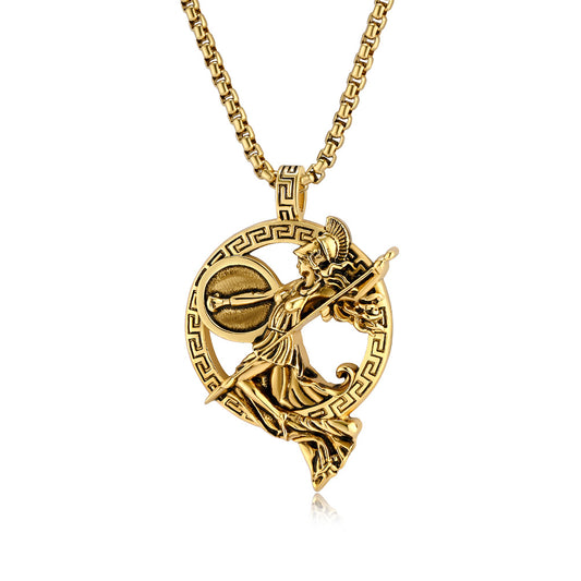 Planderful Greek Mythical Warrior Muse Durable Titanium Steel Necklace For Women Bold Minerva Pendant