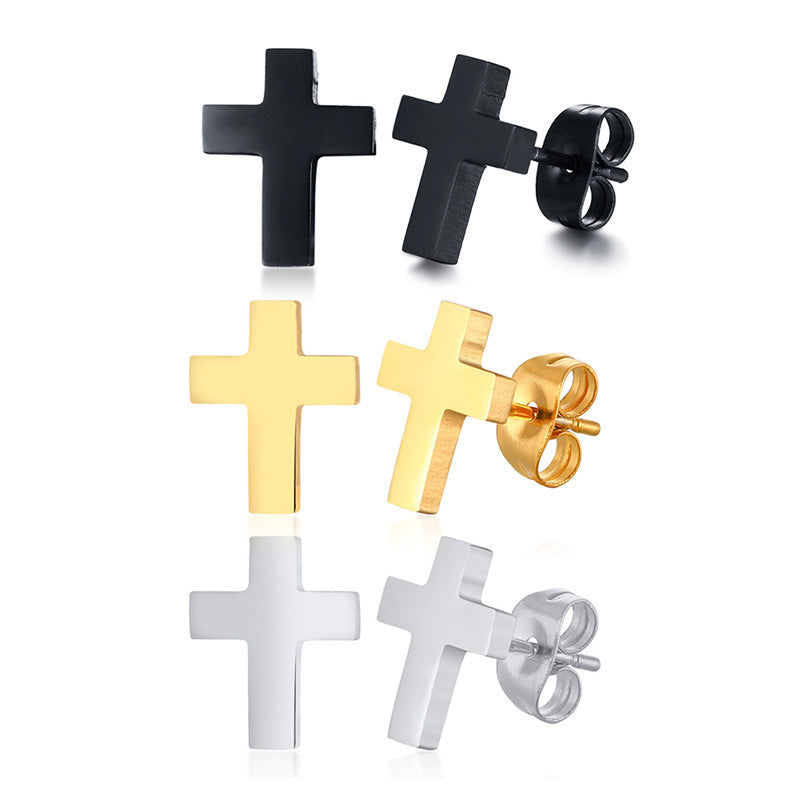 Minimalist Cross Stud Earring — Single
