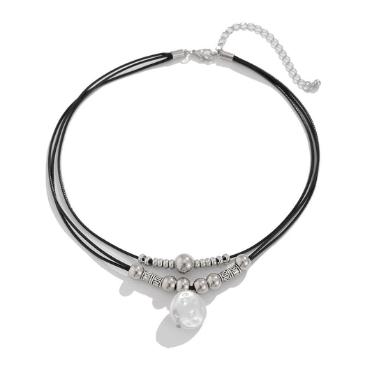 Irregular Pearl-Style Pendant Layered Necklace