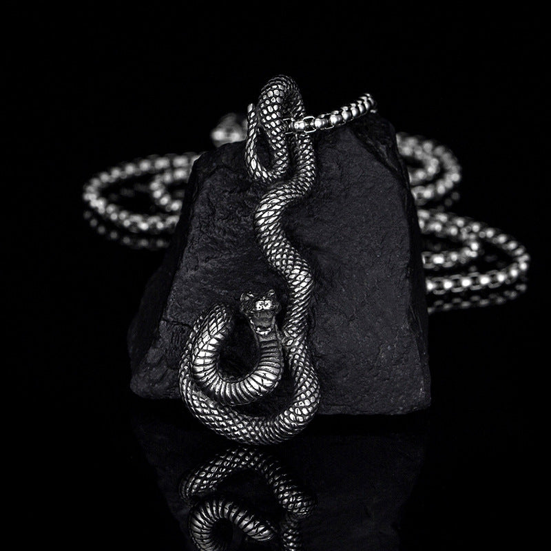 Titanium Steel Necklace – Statement Snake Chain For Men Handmade Casting Everyday Gift