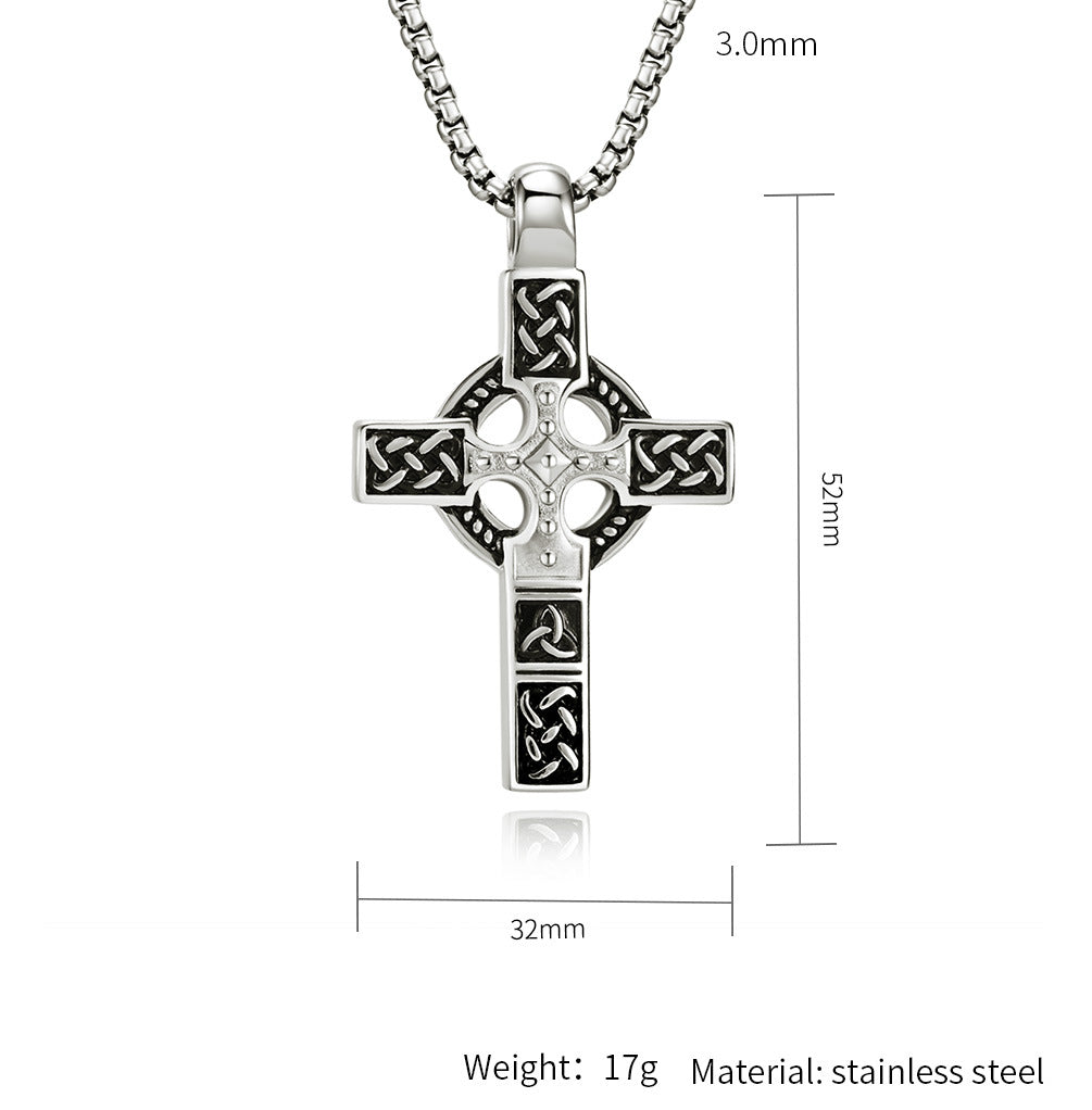 Steel Necklace – Vintage Men's Cross Pendant