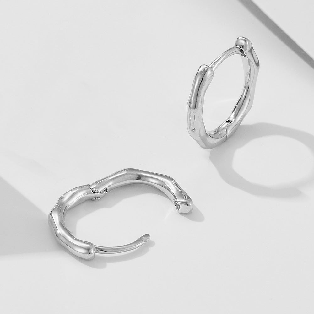Irregular Wave Twist Ear Buckle S925 Sterling Silver Earrings