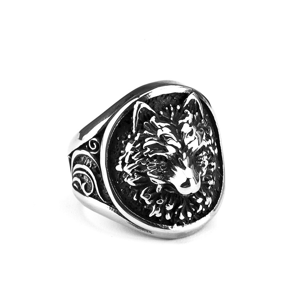European And American Jewelry Wholesale Men's Viking Wolf Head Ring