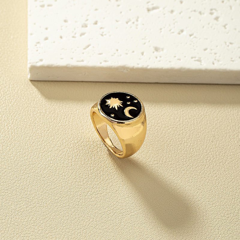 Celestial Crescent Oil Drop Ring - Vienna Verve Collection
