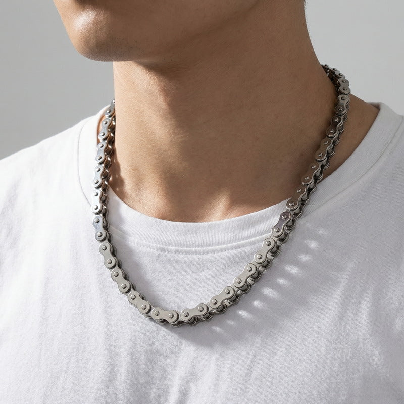 , Trendy Men's Titanium Steel Bicycle Chain Necklace, Bicycle Chain Stainless Steel