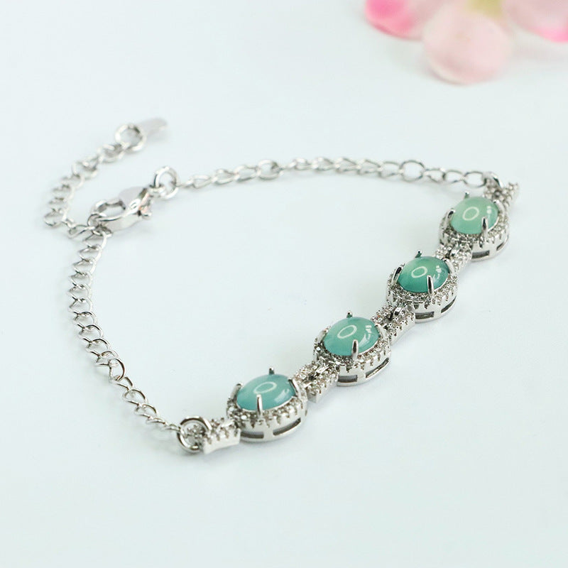 Blue Water Jadeite Round Pendant Bracelet
