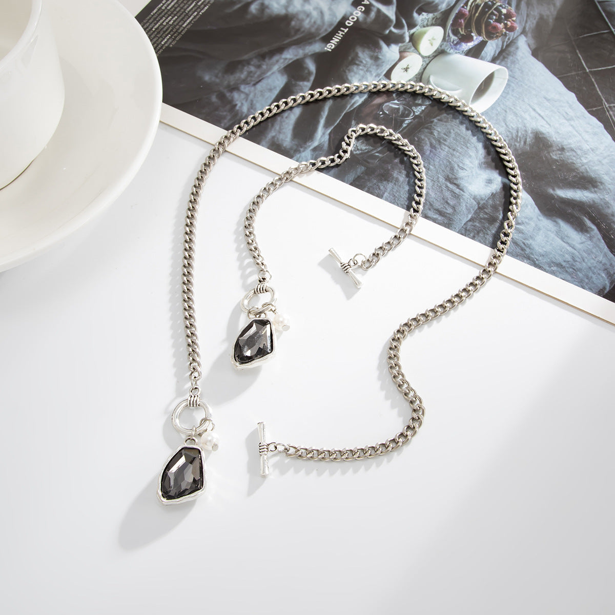 Pearl-Style Teardrop Necklace & Bracelet Set