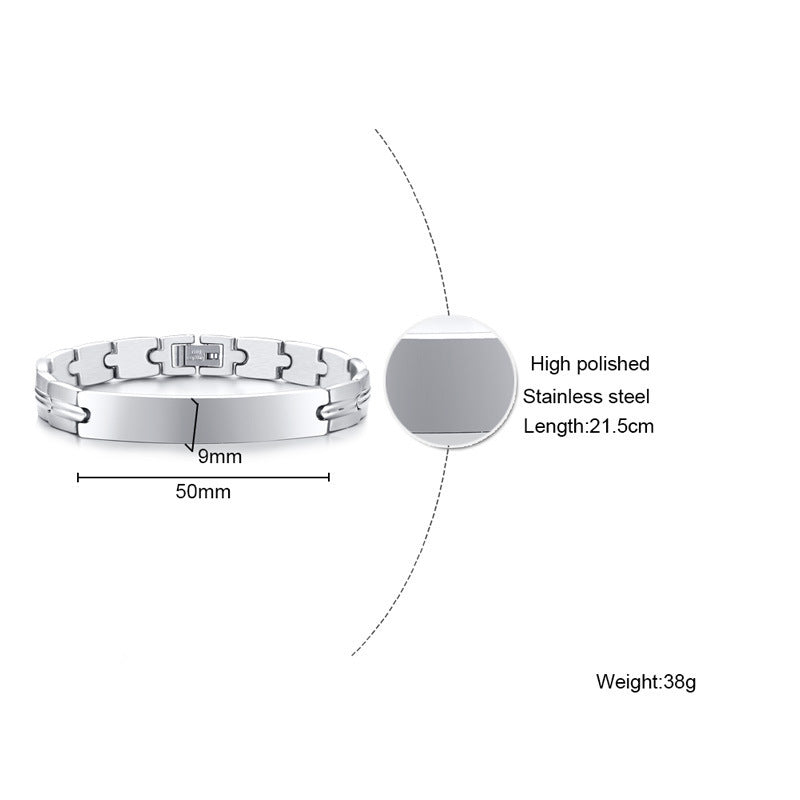 Men's Titanium Steel Surface Brushed Watch Chain Bracelet