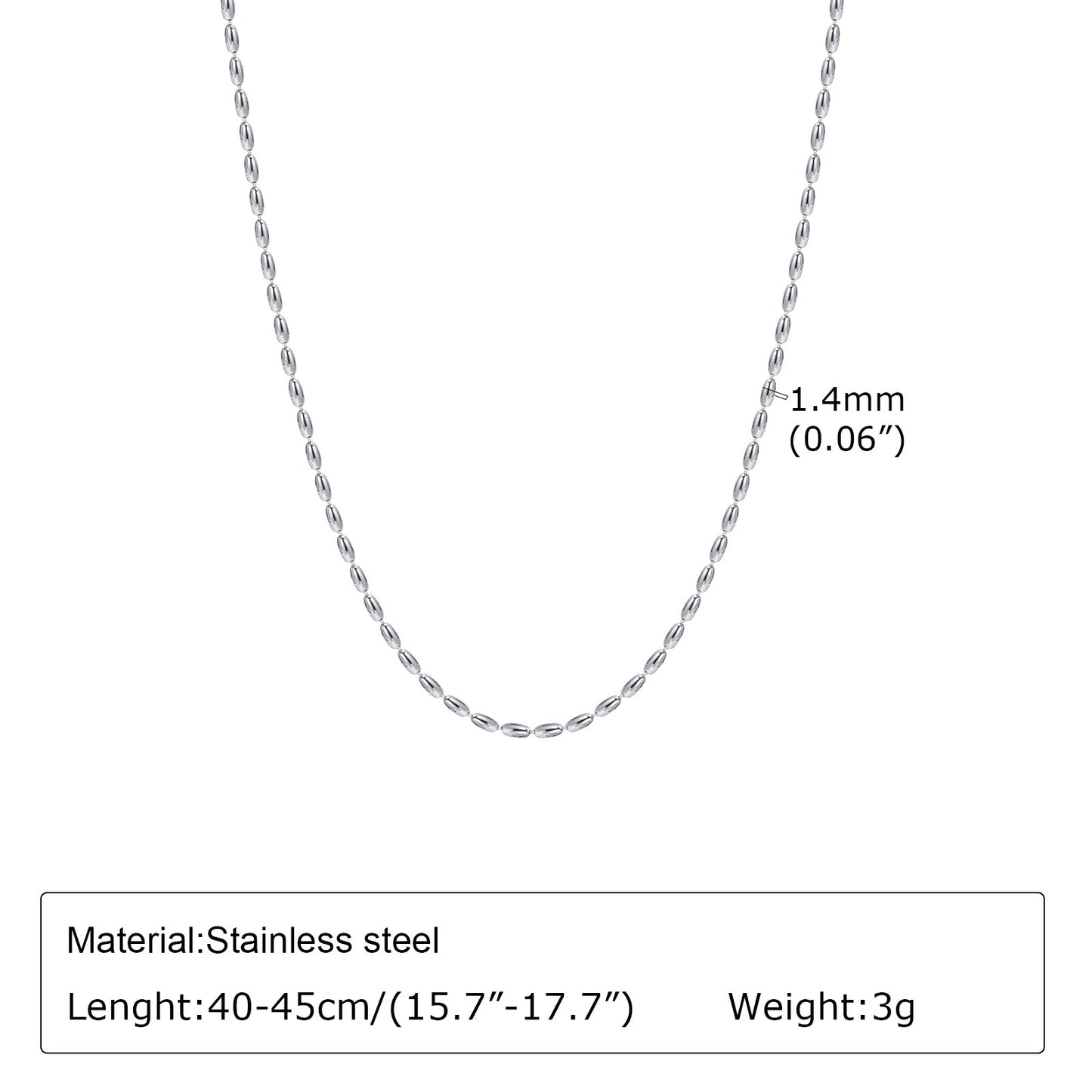Stainless Steel Bead Necklace Ladies Rugby Gold Accessories