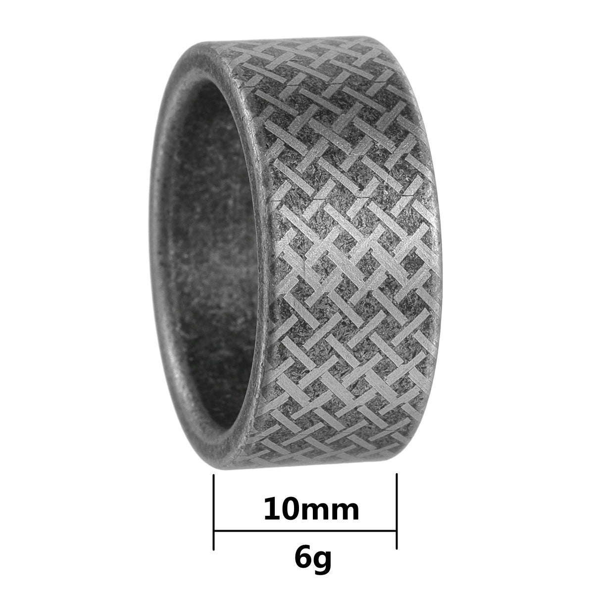 Stainless Steel Men's Ring Planderful Everyday Genie 10mm Grid Line Durable Unisex Statement Jewelry