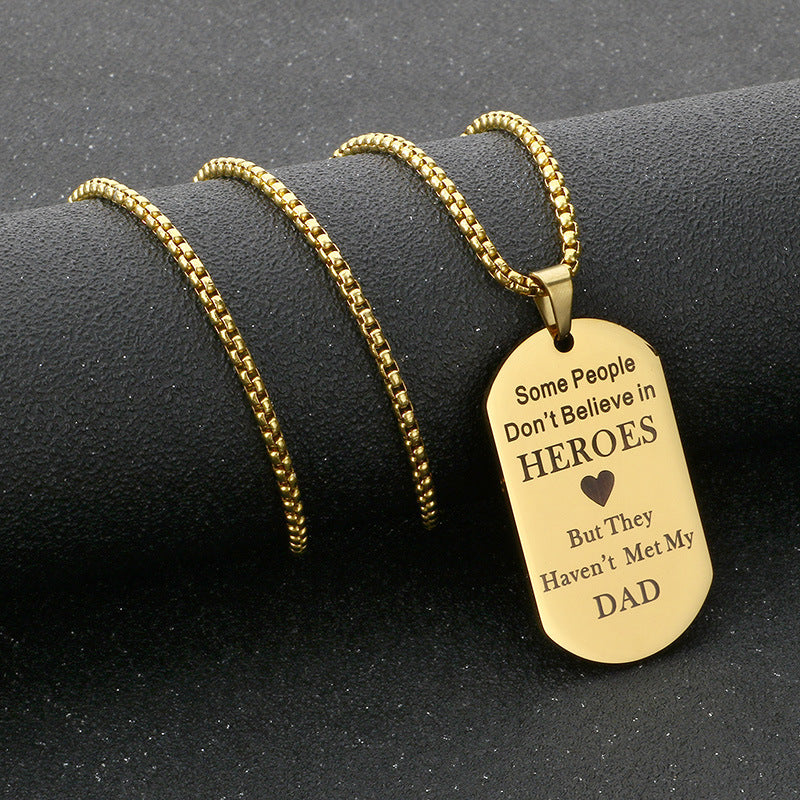 Planderful Personalized Dad Necklace Laser Engraved Gift Men