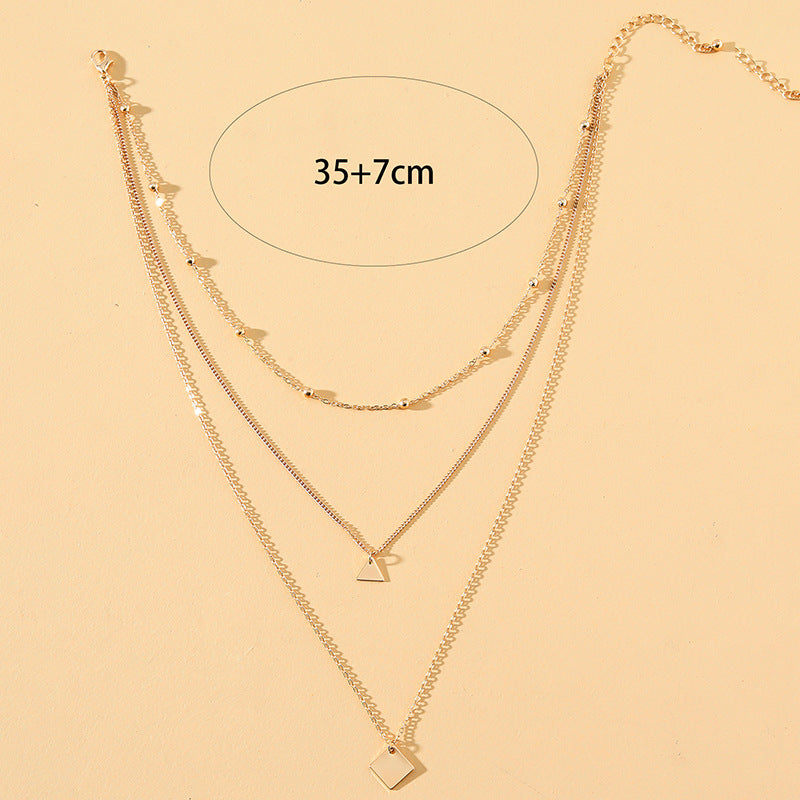 Stylish Layered Necklaces with Small Square Pendant - Planderful Vienna Verve Collection