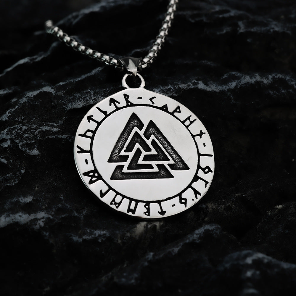 European And American Stainless Steel Men's Pendant Odin Necklace