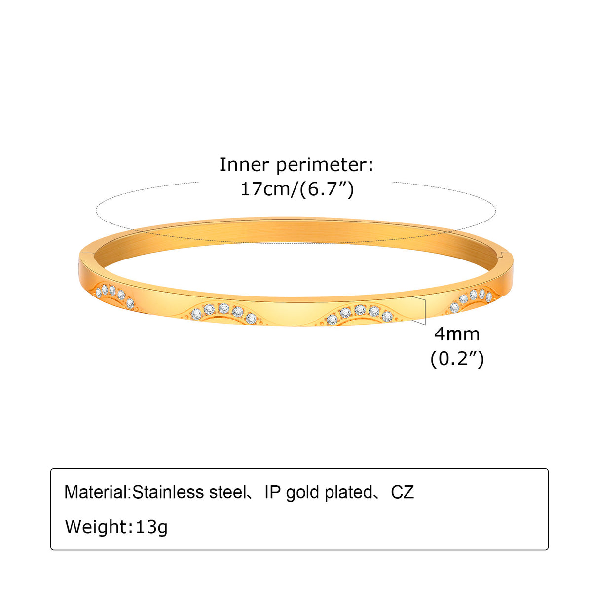 Flower Zircon Stainless Steel Bracelet for Women