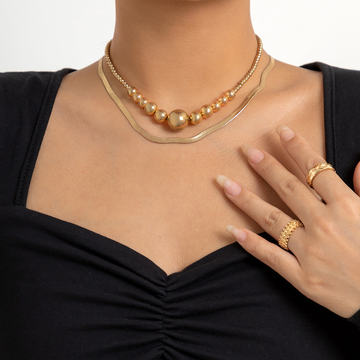Planderful Snake Chain Necklace Vienna Verve Double Layer For Women Versatile Statement Jewelry