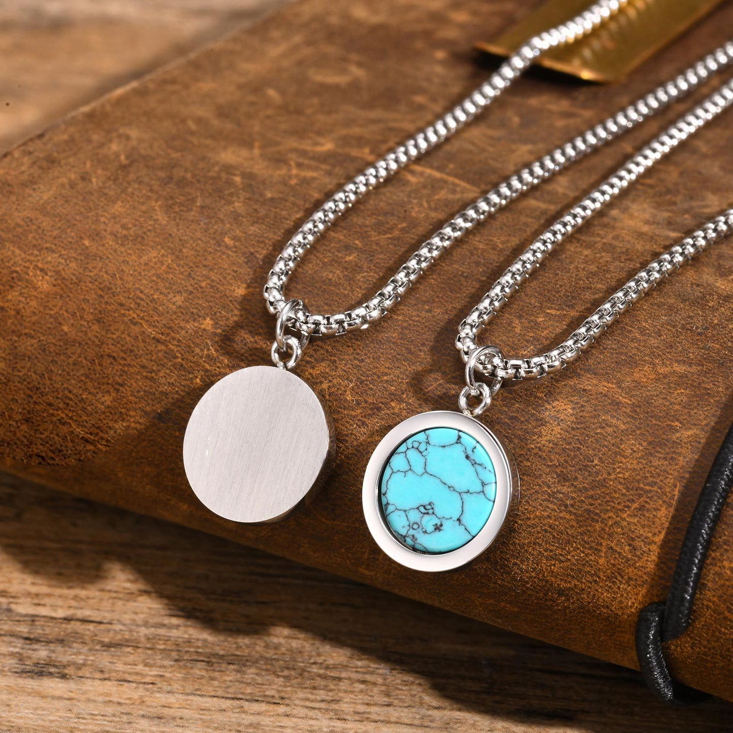 Planderful Abalone Shell Necklace Mens Stainless Steel