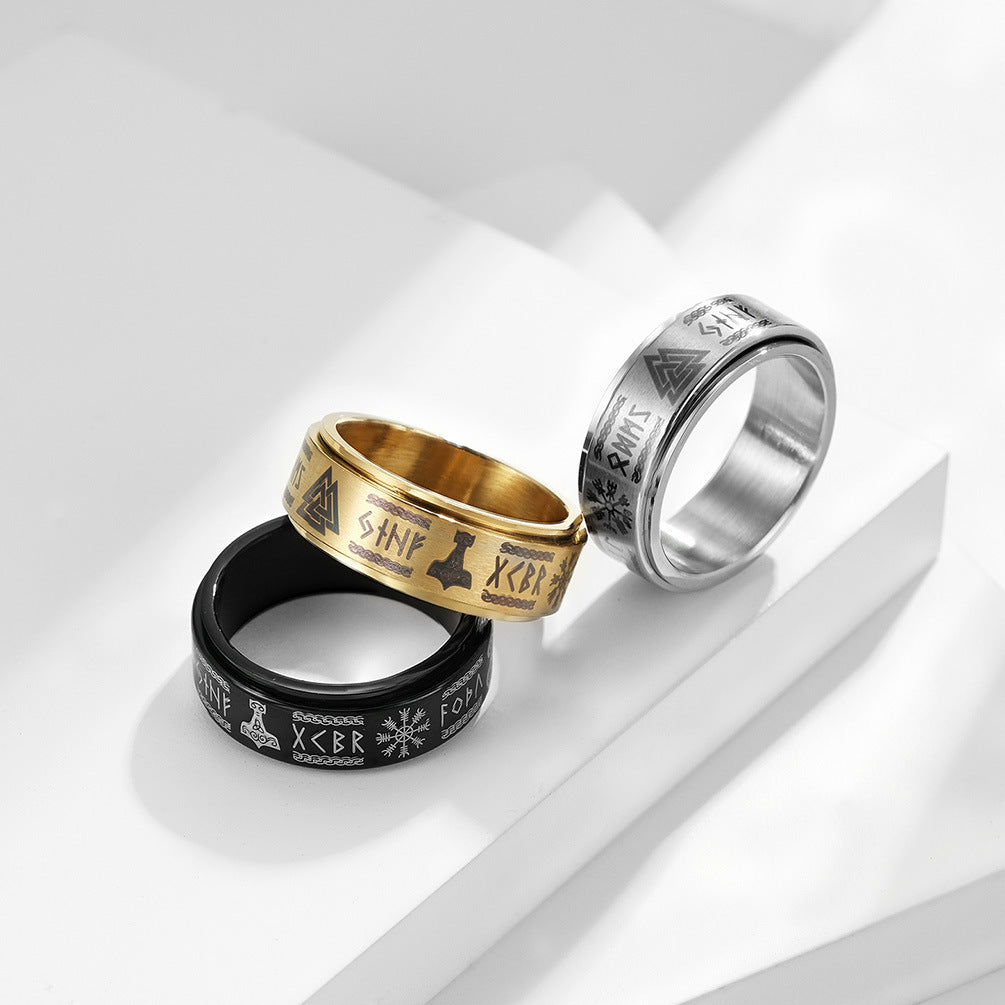 Planderful Viking Infinity Rotatable Stainless Steel Ring for Men and Women Unisex Gift