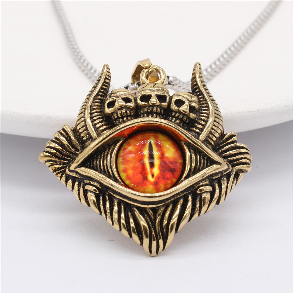 Titanium Steel Pendant Unisex Retro Protective Symbols Devils Eye Bulls Eye Planderful
